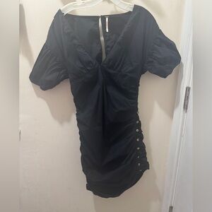 Free People Black Ruched Dress